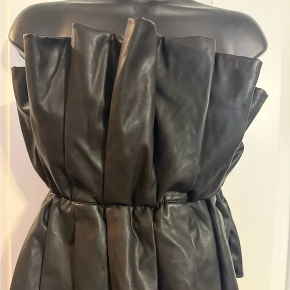 “DO+BE” Pleated Ruffle Faux Leather Top - Picture 9 of 16